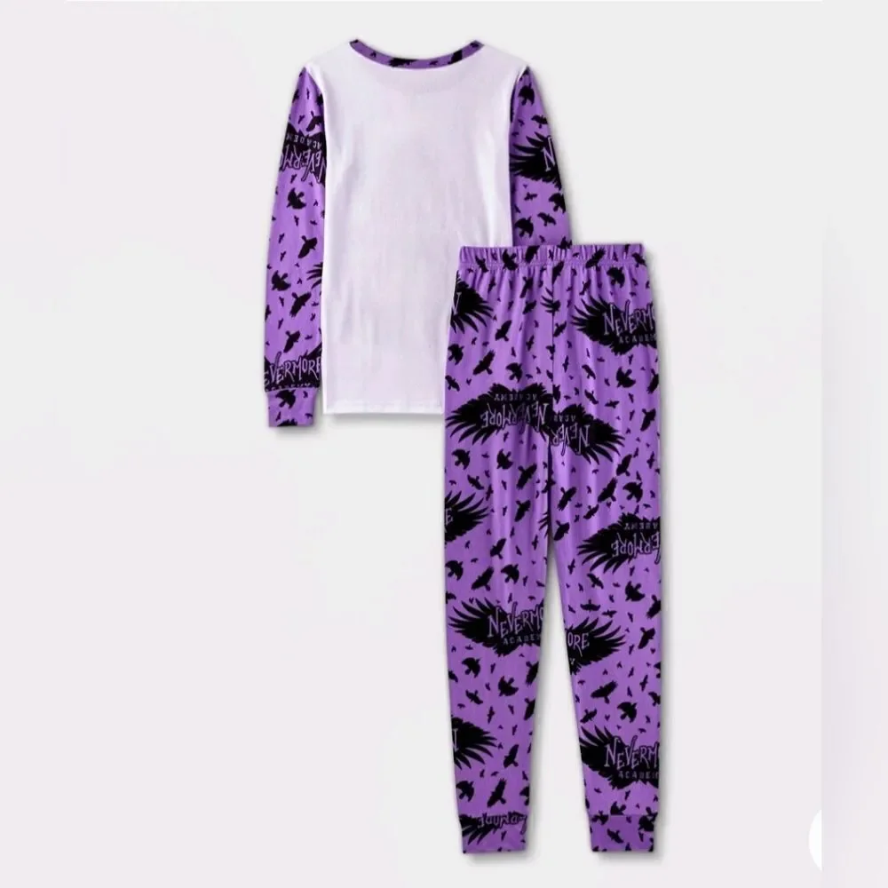 Nwt Girls Halloween Wednesday Addams 2pc Purple Pajama Set,  Size 4